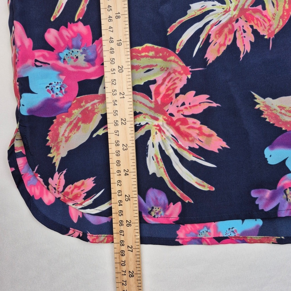 Black Rainn Women's L Floral Blouse Lot of 2 Boho Tops Short Sleeve Mesh Casual - Picture 8 of 16